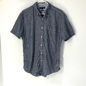 Tommy Hilfiger men’s linen blend button down shirt large custom fit
